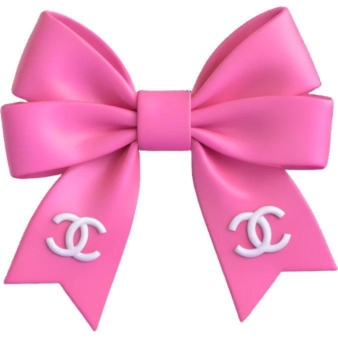 pink bow with Chanel logo, luxurious, glossy emoji