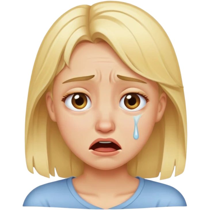 Blonde girl ugly crying emoji
