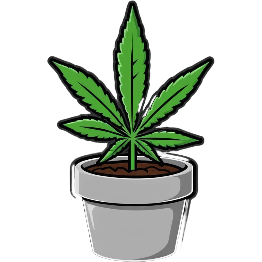 cartoon style marijuana plant in a pot emoji