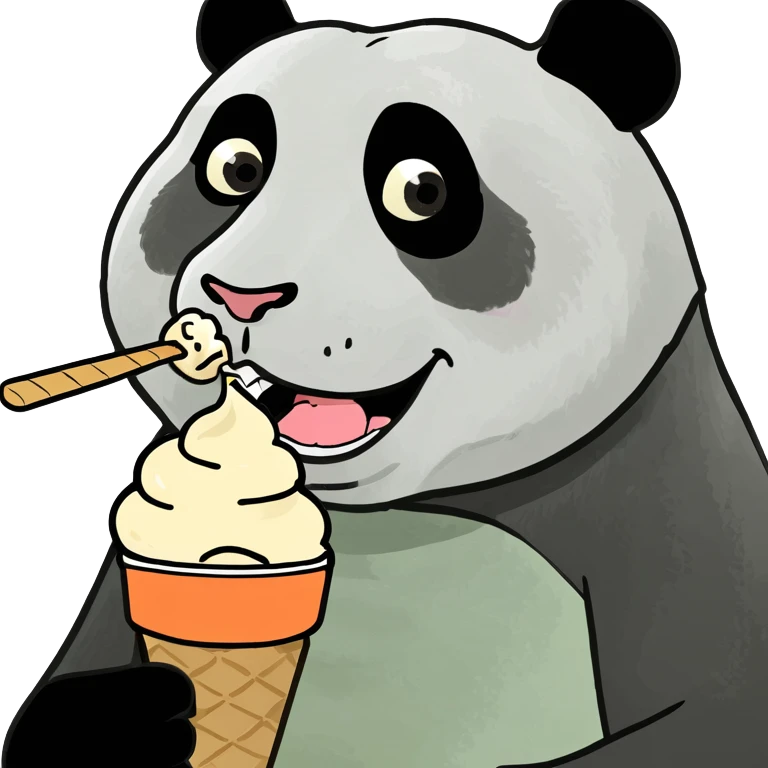 Panda eating ice cream emoji