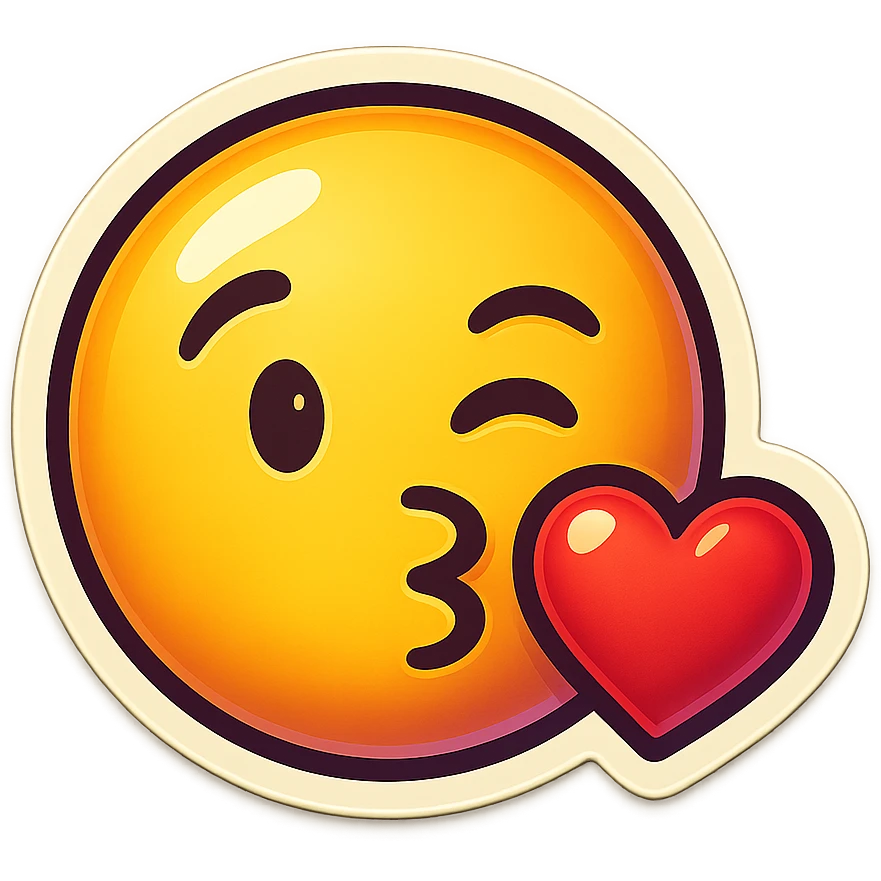 A face displaying a kiss emotion. emoji