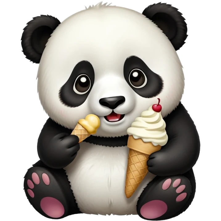 Panda eating ice cream emoji