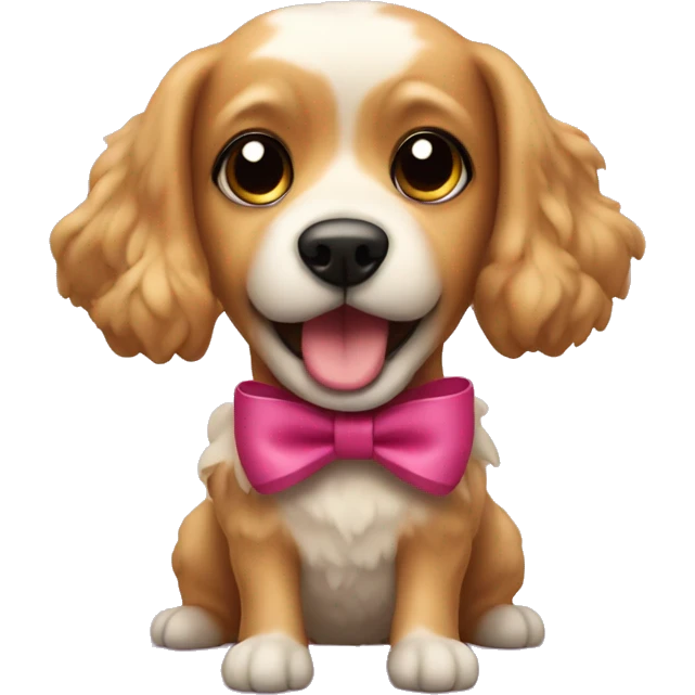 Cockerchon dog with bow on it emoji