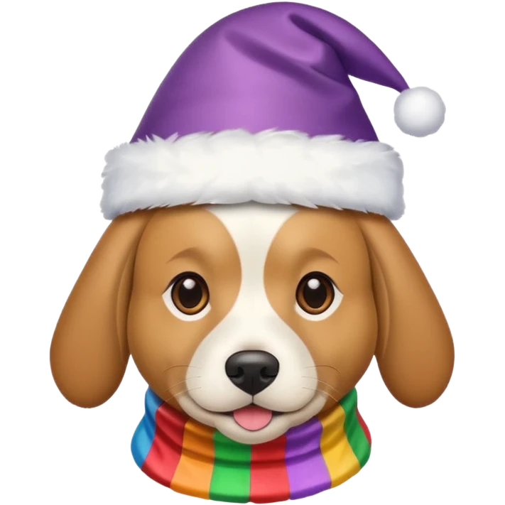 Dog in new yaer hat wrapped paper new yaer  emoji