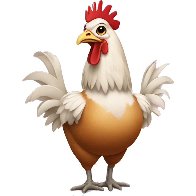 Chicken wearing crocs and a coconut bra emoji