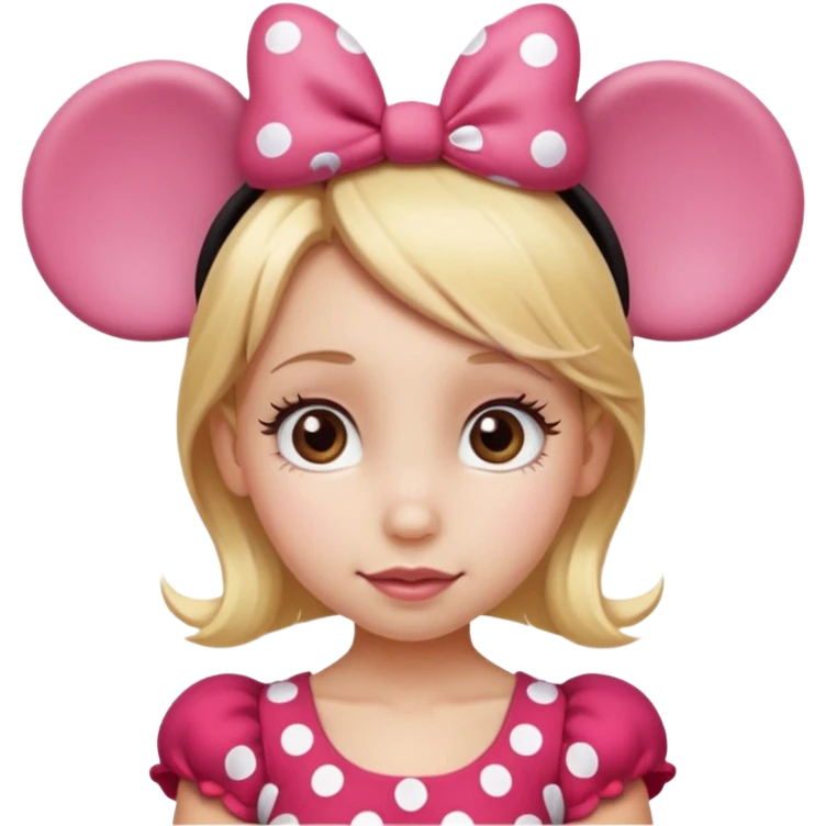 Skinny Little girl Hazel eyes blonde hair Minnie mouse ears emoji