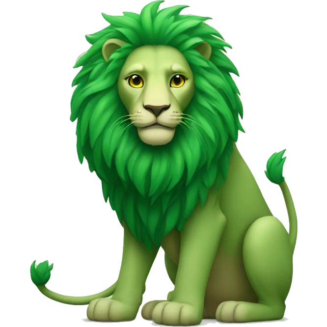 green lion with  emoji