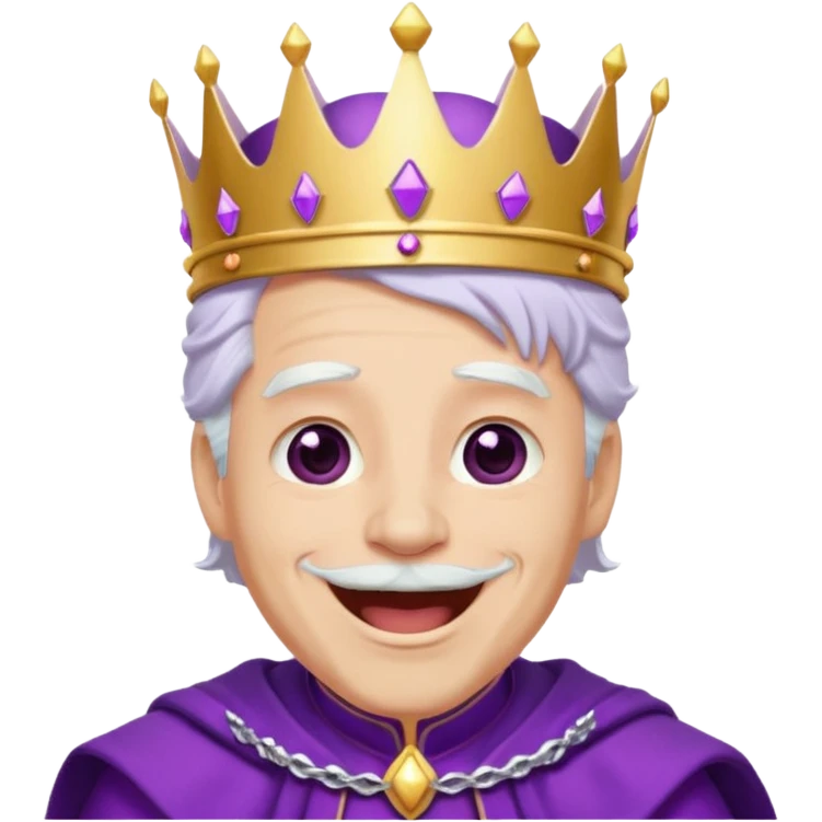 اريد ملك لونه ابيض لون عينيه بنفسجيه وايضا لون ملابسه متل الملك ولونها بنفسجي واريد ان يكون لديه تاج لونه بنفسجي واريده ان يكون شعره بنفسجي اريده ان يضحك emoji
