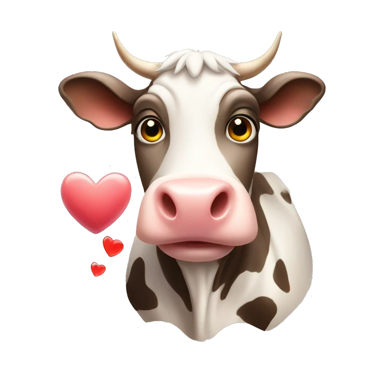 Cow with hearts emoji