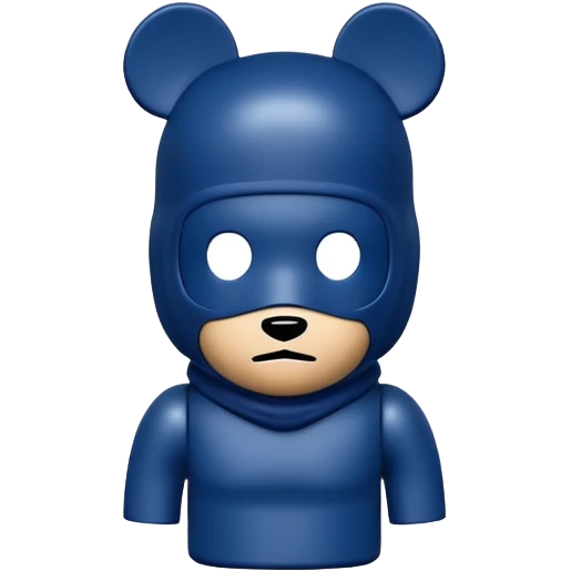 bearbrick figure with a dark blue balaclava mask, simple and elegant emoji