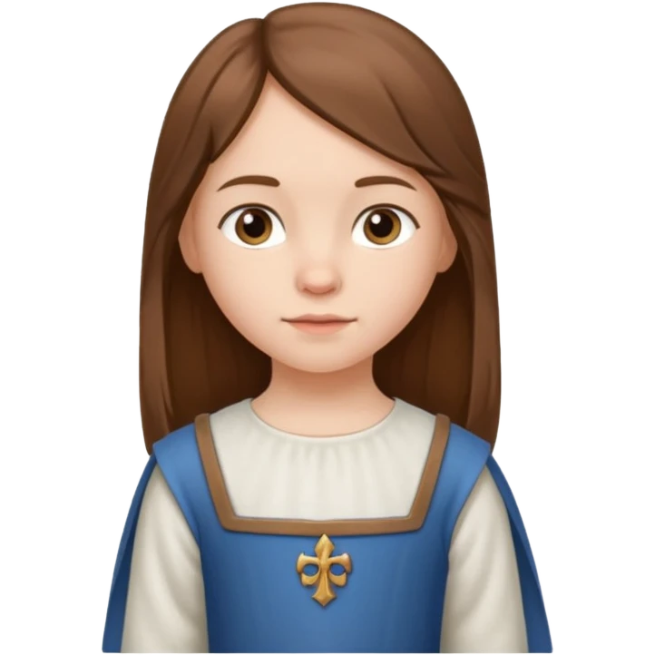 Petite fille villageoise brune à la peau blanche de 8 ans à l'époque du Moyen âge. emoji