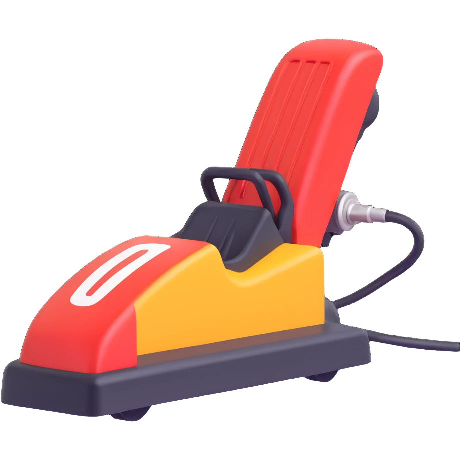 A simple 2D emoji-style illustration of a right foot pressing down on a car gas pedal. The pedal is labeled with “GO” and motion lines show acceleration. Bright, clean cartoon style with clear shapes and bold colors. emoji