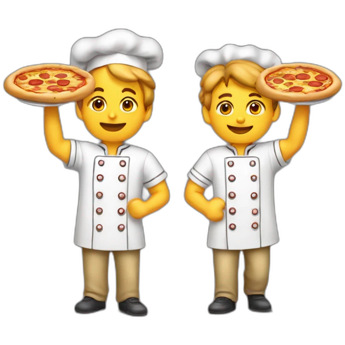 dos chicos cocineros haciendo pizza emoji