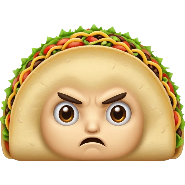 cute angry taco with furrowed brows and small frown, minimal details, simple background emoji