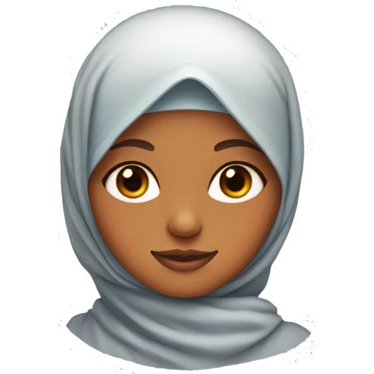 hijabi girl with blue eyes and in her arm a orange cat emoji