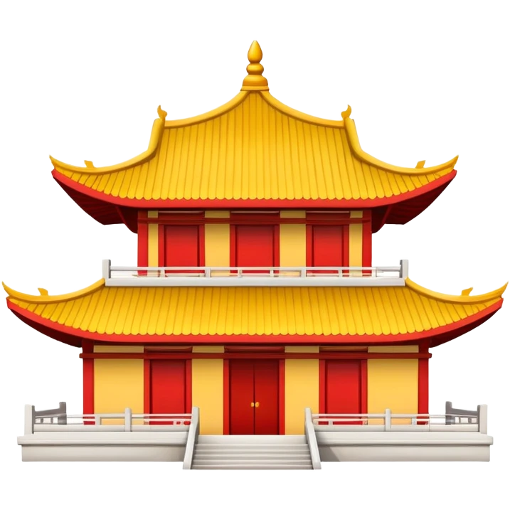Simple Chinese temple building icon like standard emoji, iconic representation with upturned roof eaves emoji