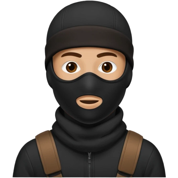 man wearing black ski mask that says “Kevin” on right upper corner emoji