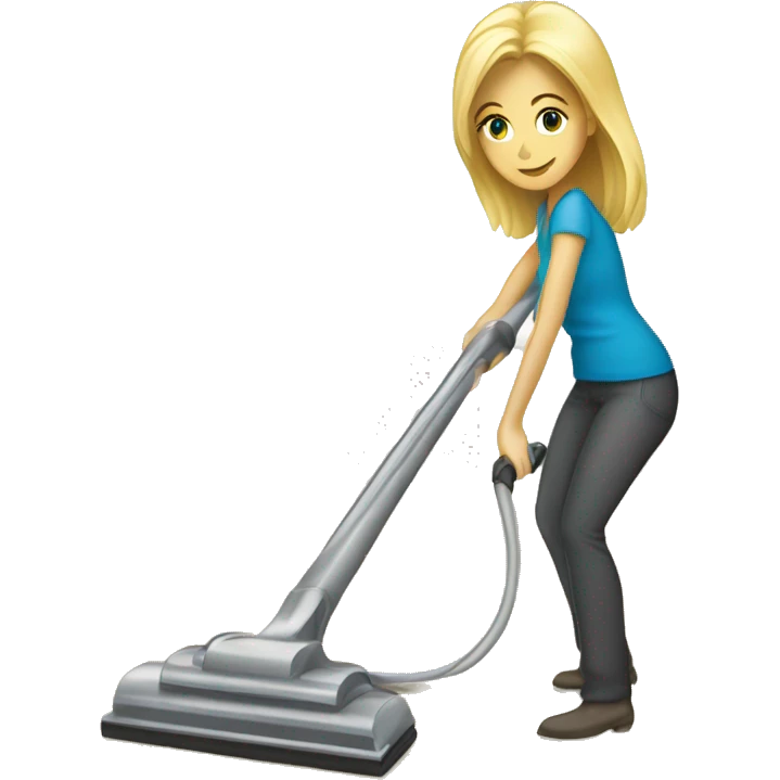 Blonde Caucasian woman vacuuming emoji