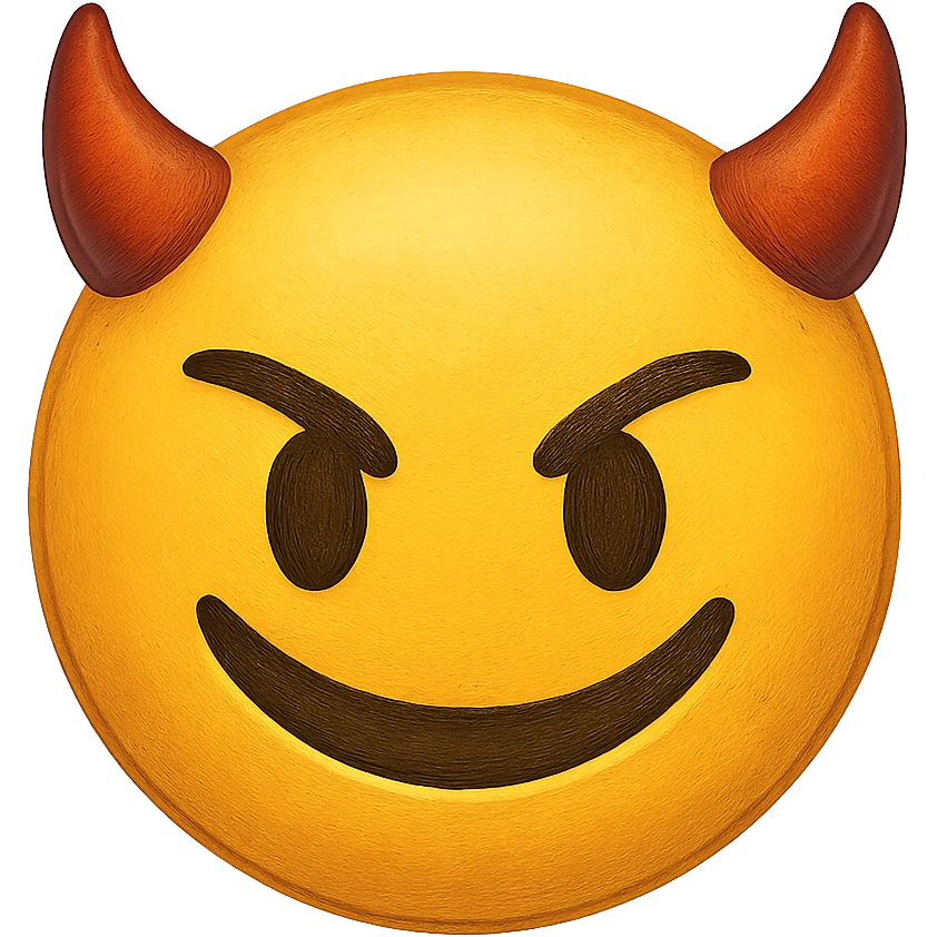 yellow face with devil horns emoji, digital illustration emoji