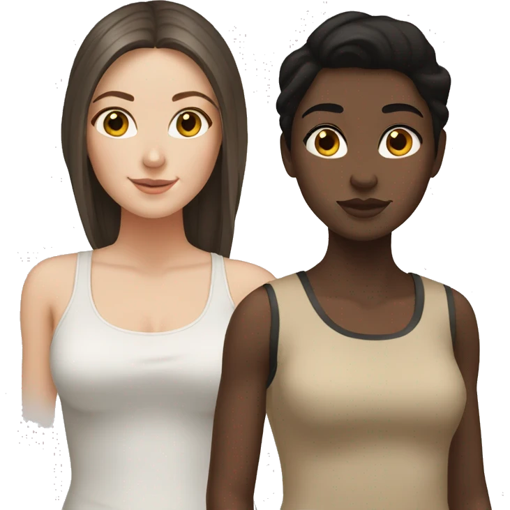 white girl with brown hair and tan girl with black hair  emoji