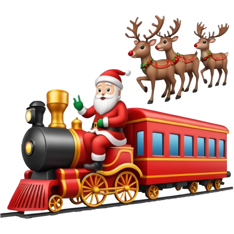 treno do papai noel com varias renas de natal com papai noel  emoji