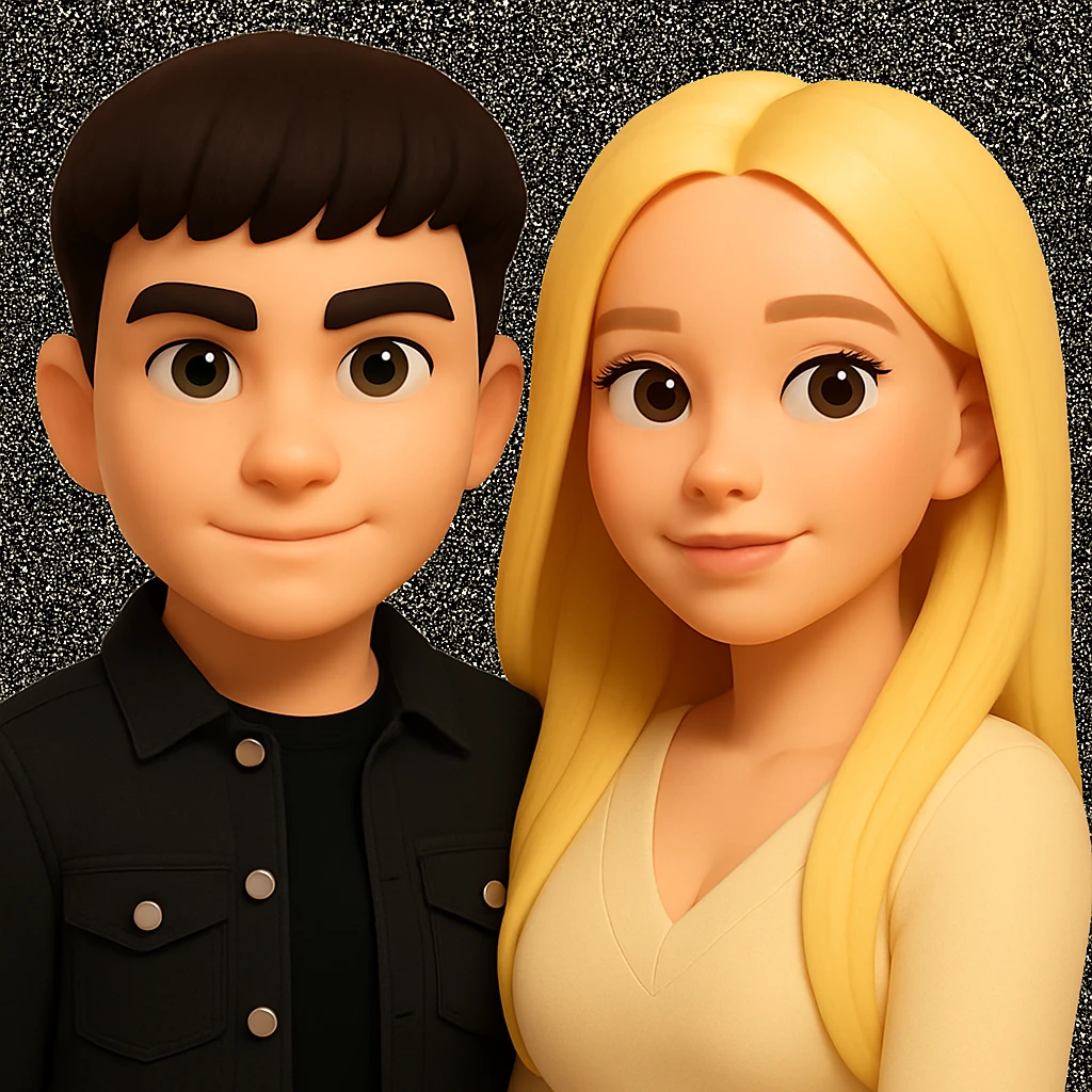 Slightly increase the volume of the upper body of the girl, make the hair more voluminous and separated from each other, even out the skin tone of the girl. The original style is 3D Emoji, which does not support editing, so please keep the look close to 3D Emoji style while making these changes. emoji