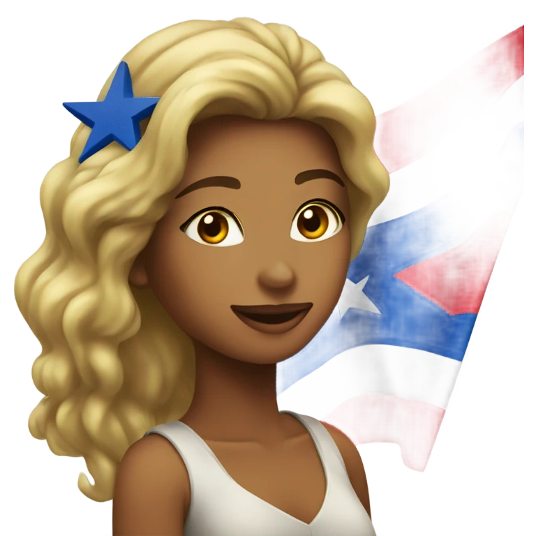 Chica sujetando la bandera de Cuba  emoji