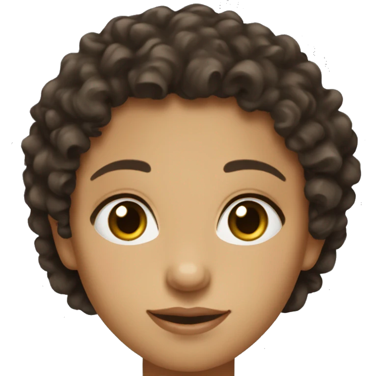 dark curly hair brown eyes oval face woman fair skin emoji