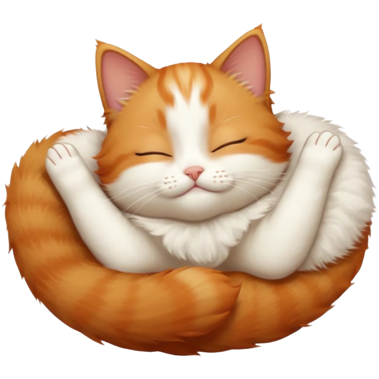 ginger and white small cat in funny positions upside down with eyes closed emoji