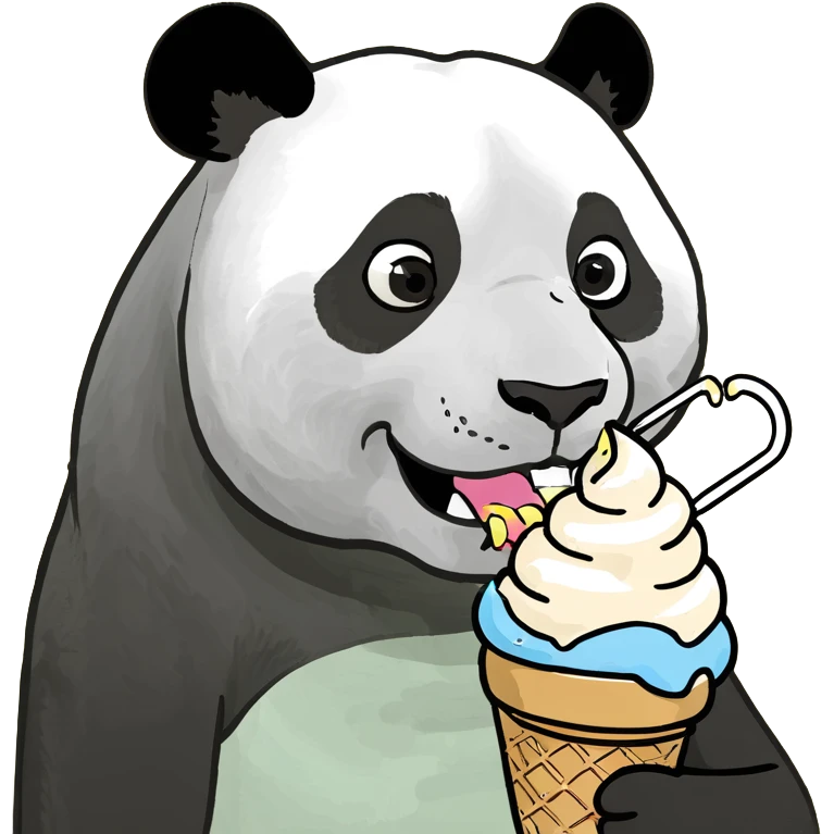 Panda eating ice cream emoji