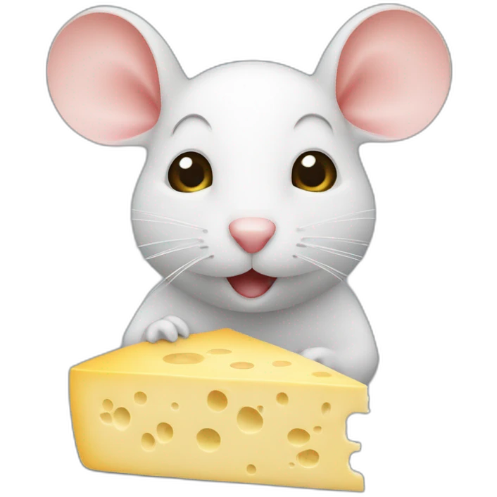 Une souris d'ordinateur mange du fromage emoji