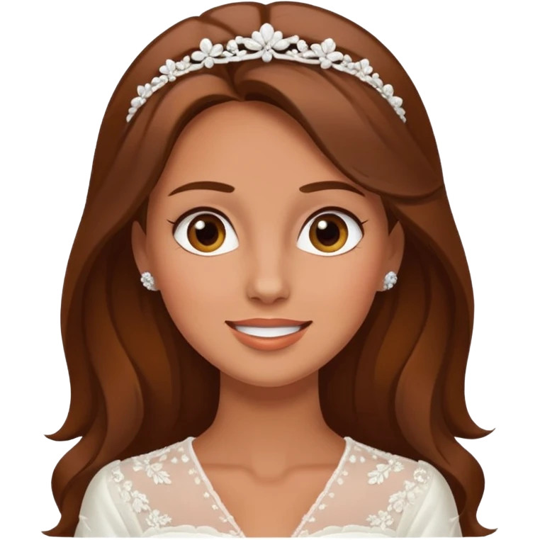White tanned skin bride with brown hair with a chin on her face emoji