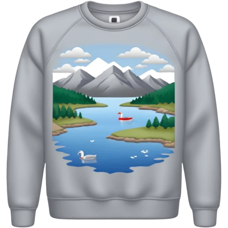 Sweat shirt with very very tiny embroidered lake design in top left corner emoji
