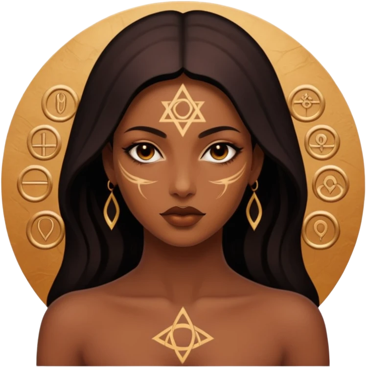 Dark oil traced over woman’s skin forming occult symbols, sensual devotion emoji