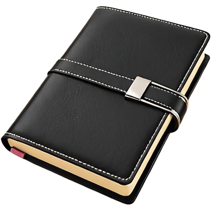  Розовый блокнот с черной ручкой  emoji