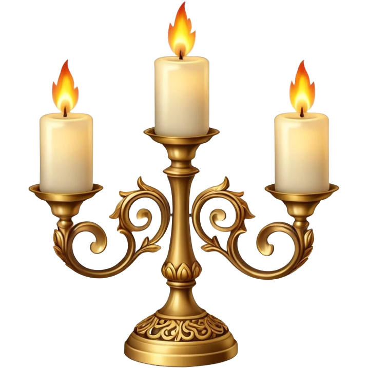 fancy three-candle holder with glowing flames emoji