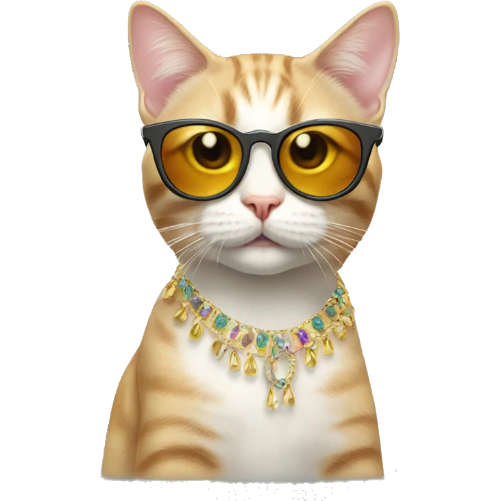 birthday cat with cool earrings and sunglasses emoji