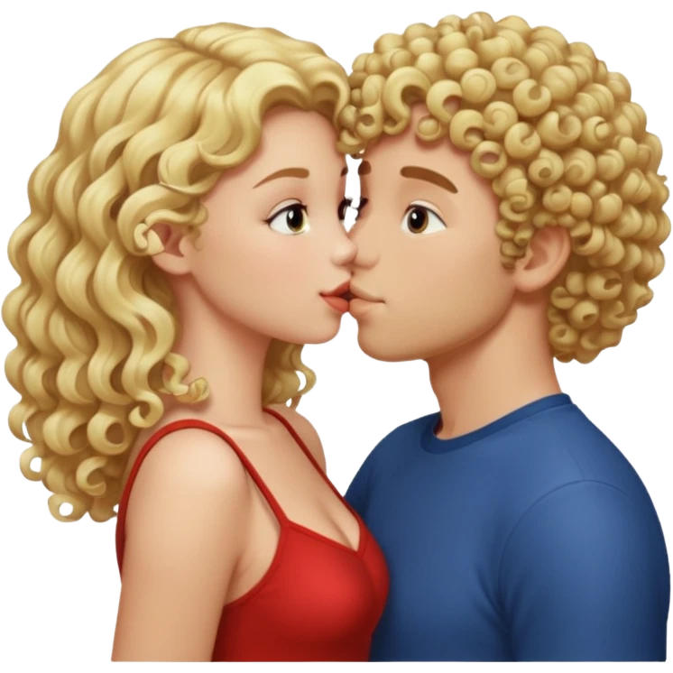 Blonde curly guy kissing on girl butt emoji