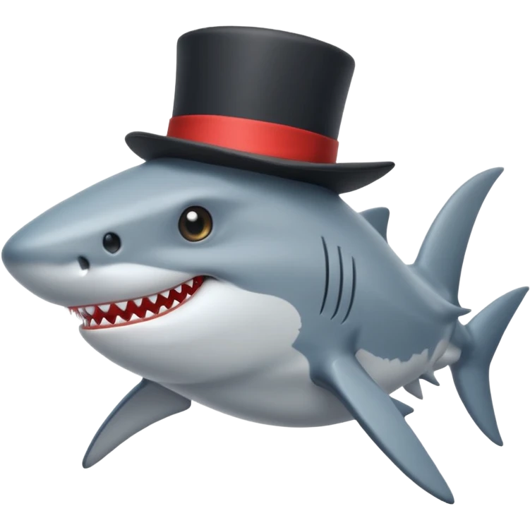 Shark with a top hat emoji