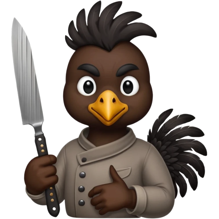 black chicken holding knive emoji