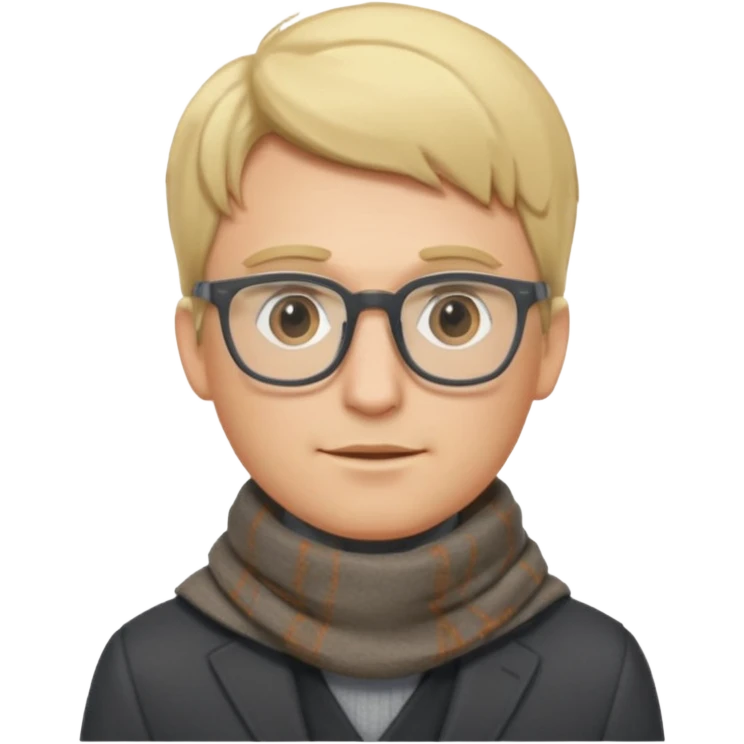 gray scarf male blonde hair with suit glasses emoji