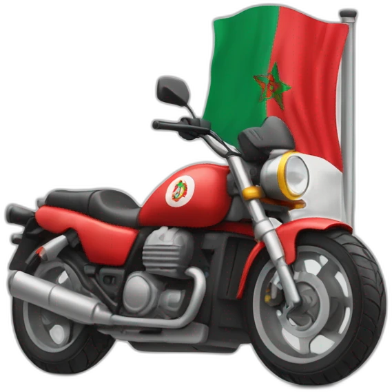 quelqu'un sur une moto avec le drapeau du Maroc derrière emoji
