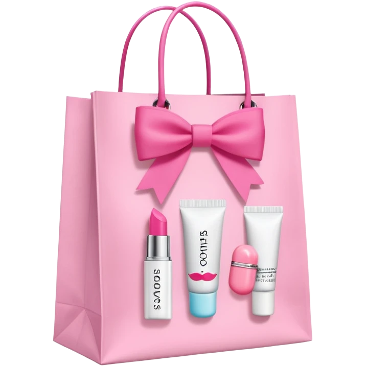A Sephora shopping bag with a pink preppy lip balm and Summer Fridays branding peeking out, pink and bows summery emoji