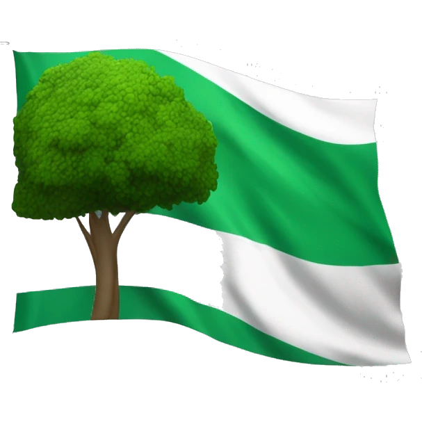 una Bandera de 3 espacios dos en los contados de  color verde en el espacio de enmedio color blanco  un Árbol  emoji