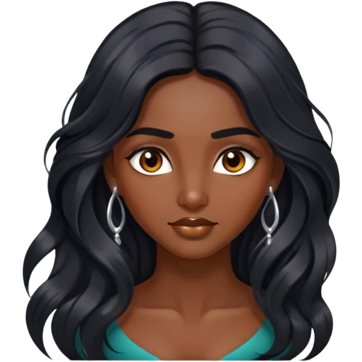Alluring indian woman shiny long black tousled hair emoji