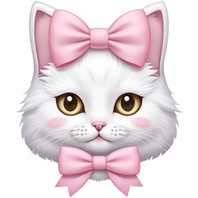 Um gato branco com lacinho rosa bebê  emoji