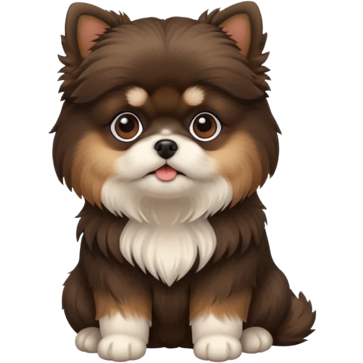 Fluffy black and brown shi tzu, pomeranian, maltese dog  emoji
