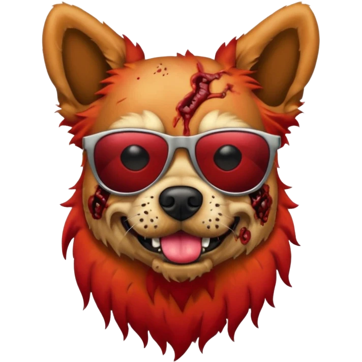 Zombie dog with red hair and sun glasses emoji