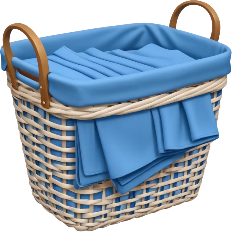 white LAUNDRY BASKET WITH FOLDED blue CLOTHES emoji