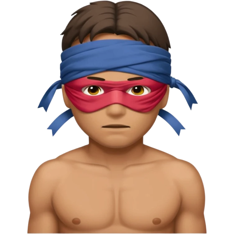tied up man with blindfold shirtless emoji